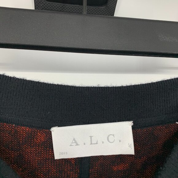 ALC Skirt Red Black Ellwood Leopard Print Pull On Pencil Knit - Picture 3 of 8